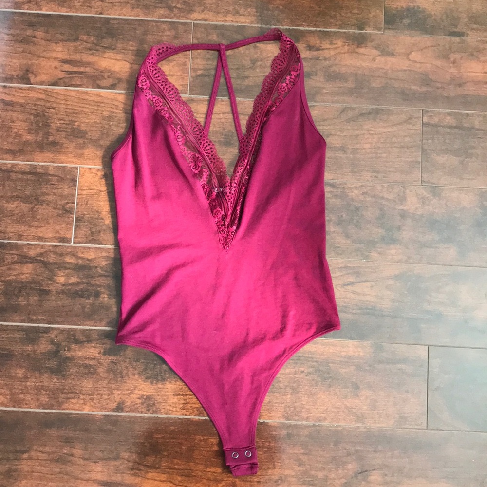 Express red lowcut onesie/leotard/tank top